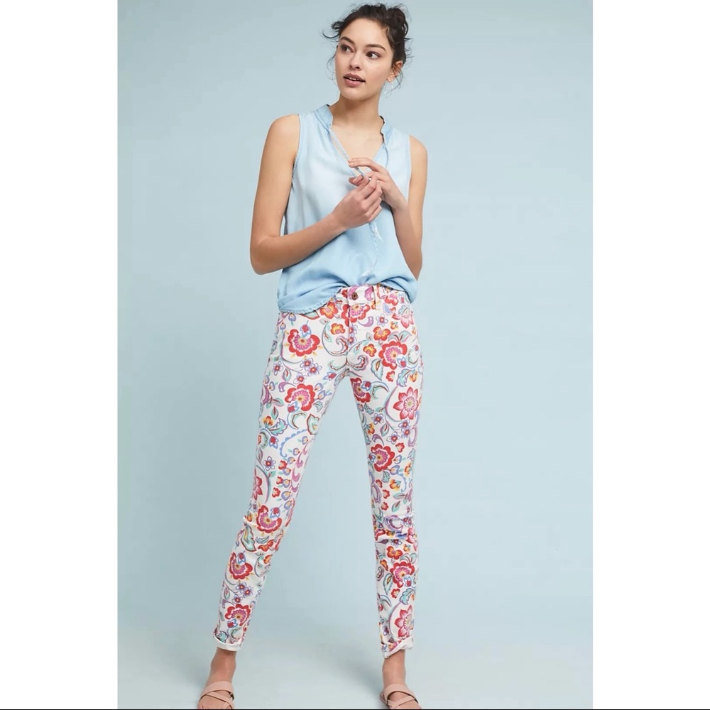 ANTHROPOLOGIE Pilcro Floral Skinny Ankle Jeans 26 - Picture 4 of 7